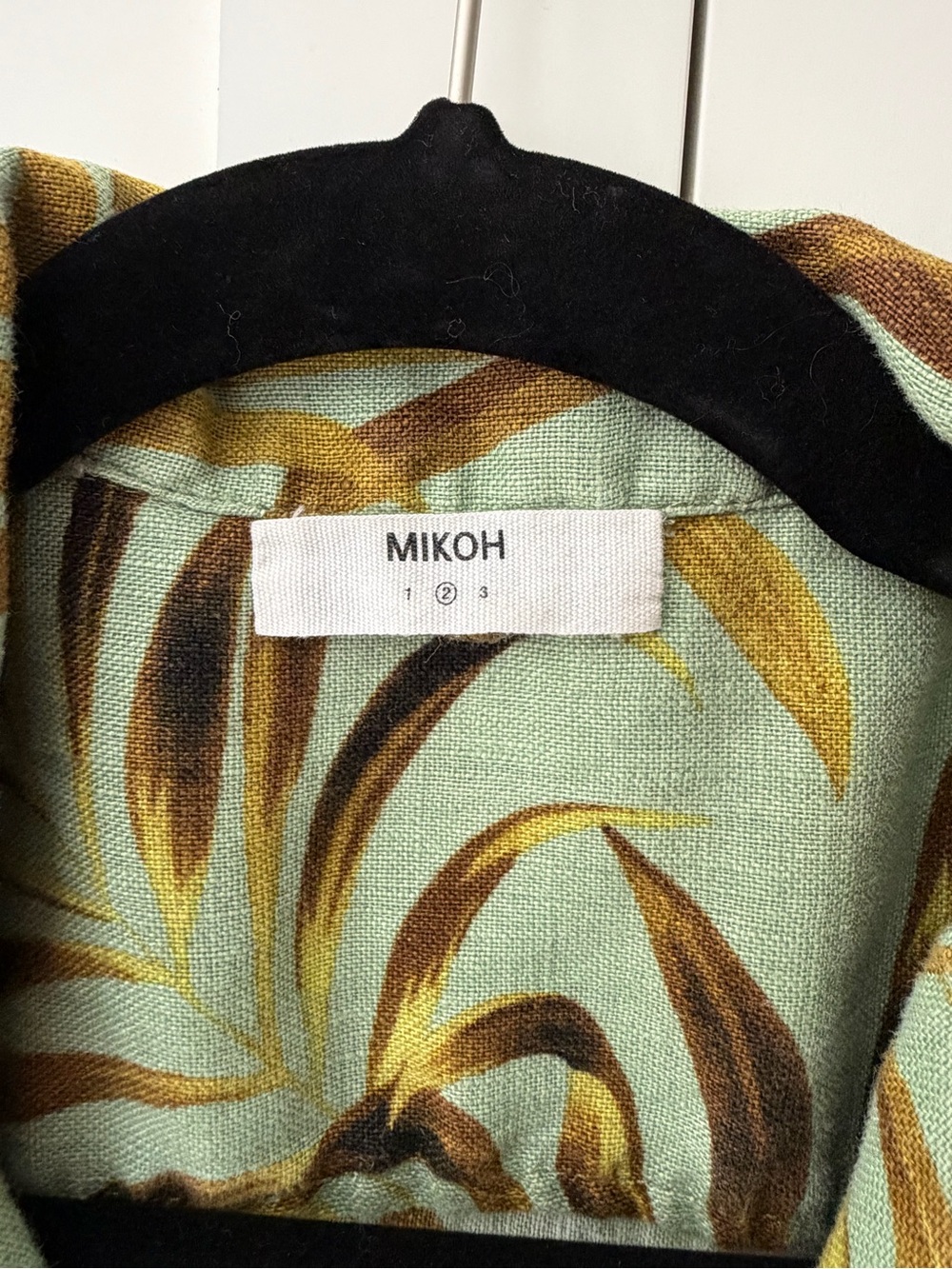 Mikoh Sage Green Tropical Shirt & Shorts Set with Golden Palm Print - Picture 2 of 7